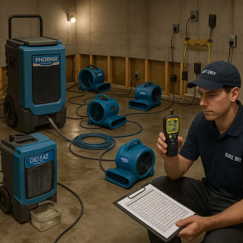 Structural Drying and Dehumidification process in Bay City, TX
